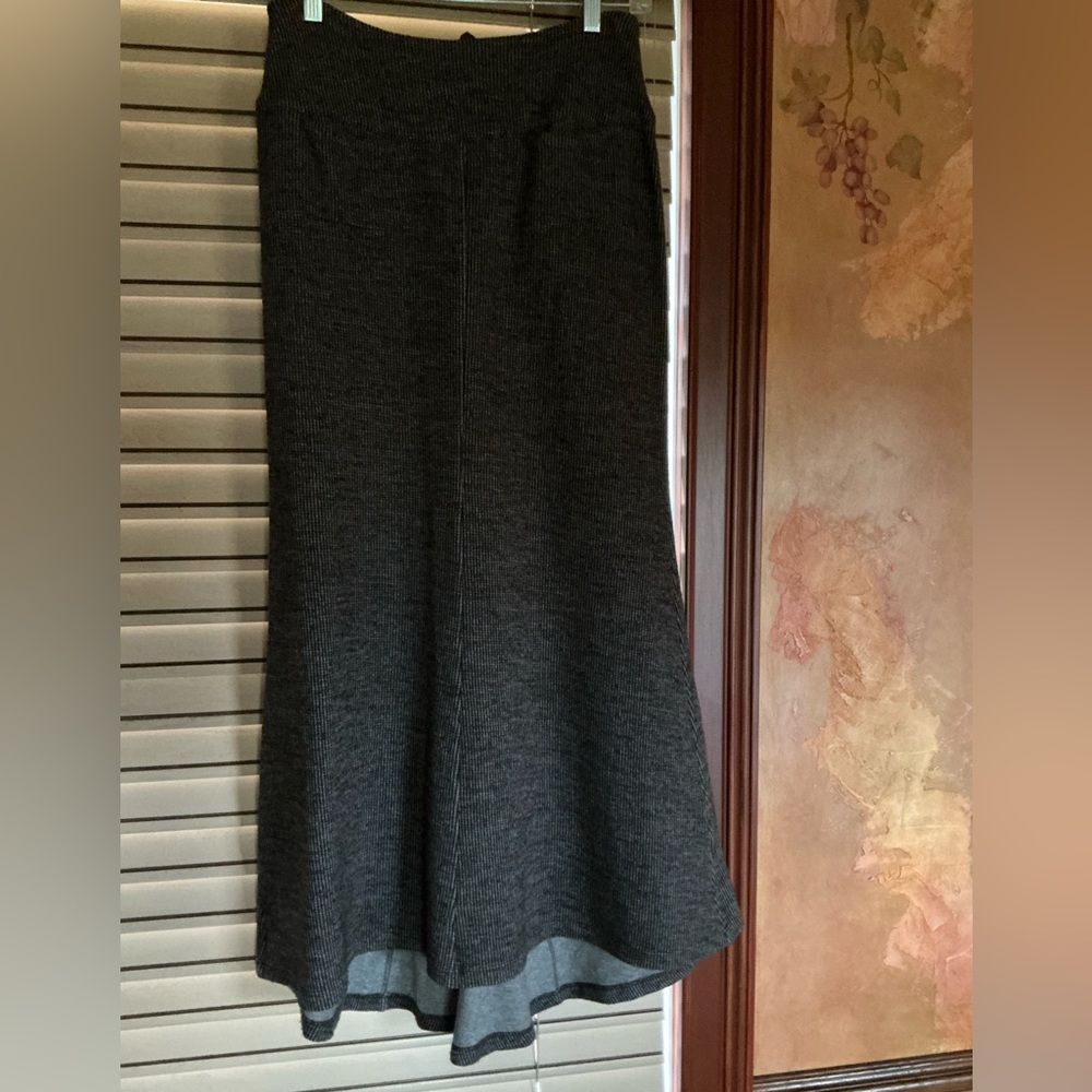 Peruvian Connection Charcoal Gray And Brown Maxi Skirt